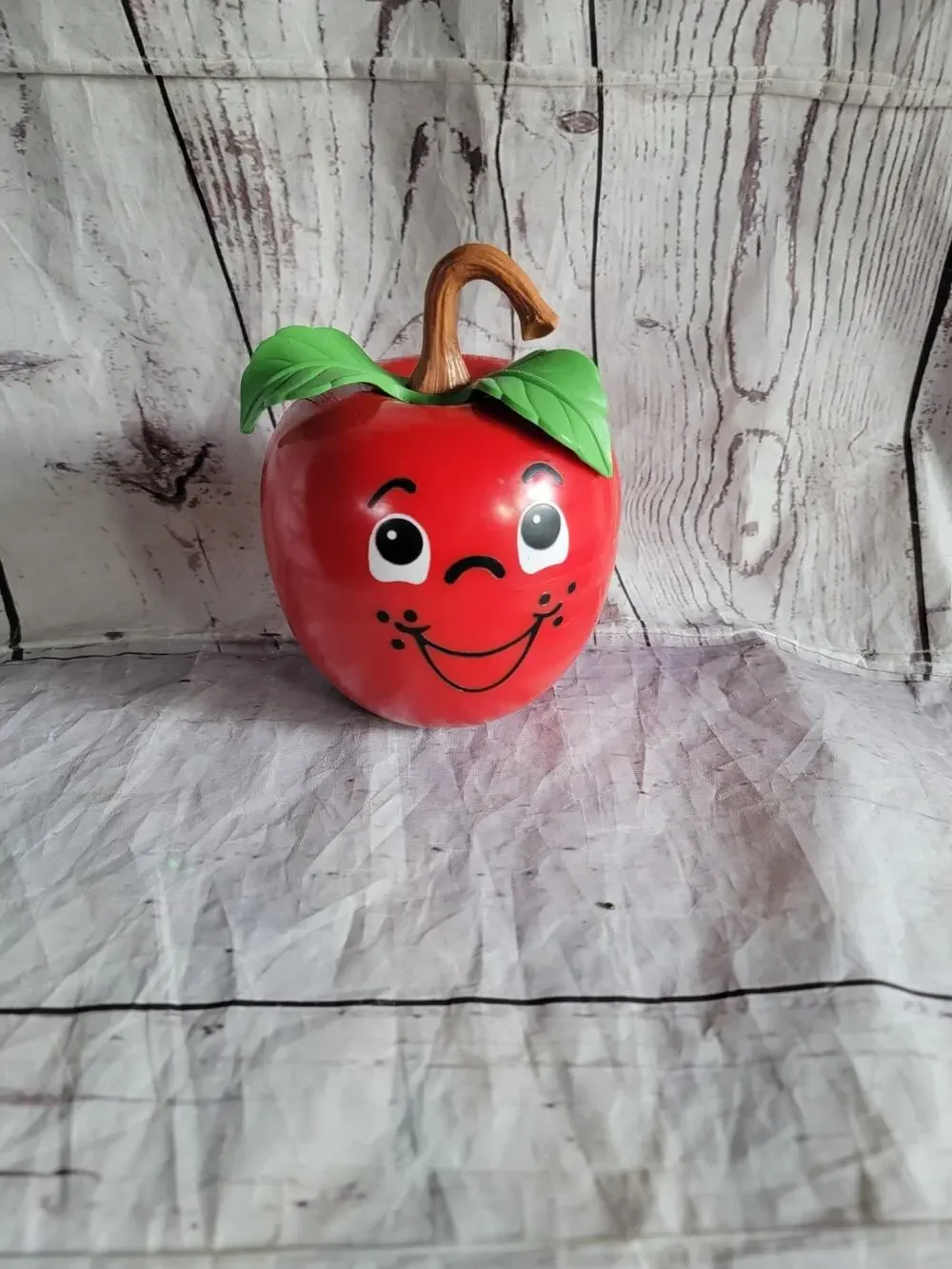1972 Fisher Price Happy Apple Vintage Toy Long Curly Stem Working Chime Noise